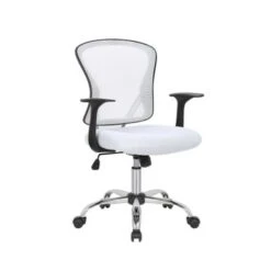 Porthos Home Cyrus Swivel Office Chair, Mesh Back, Adjustable Height - White