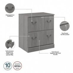 Bush Furniture Saratoga Lateral File Cabinet In Harvest Cherry - Grey -Felloweis Store 00aadd63 95ae 43d0 9a9f e4fcd4b8d587