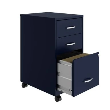 Space Solutions 18" Deep 3 Drawer Mobile Organizer Metal Cabinet, Navy - Blue - Letter 6 Space Solutions 18" Deep 3 Drawer Mobile Organizer Metal Cabinet, Navy - Blue - Letter - Image 6