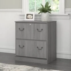 Bush Furniture Saratoga Lateral File Cabinet In Harvest Cherry - Grey