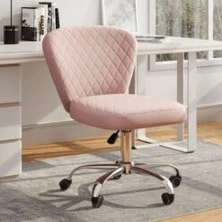 Corvus Velvet Armless Adjustable Swivel Home Office Chair - Grey -Felloweis Store 00fb561e 789f 4a34 9550 aaca7a2c977f