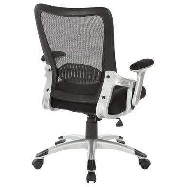 Black Mesh Back Manager's Office Chair With Silver Frame - Black Faux Leather 16 Black Mesh Back Manager's Office Chair With Silver Frame - Black Faux Leather - Image 16