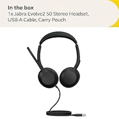 Jabra Evolve2 50 Wired Stereo Headset AirComfort Technology, Noise-Cancelling Mics & Active Noise Cancellation - Works With All Leading UC Platforms Such As Zoom & Google Meet - Black 6 Jabra Evolve2 50 Wired Stereo Headset AirComfort Technology, Noise-Cancelling Mics & Active Noise Cancellation - Works With All Leading UC Platforms Such As Zoom & Google Meet - Black - Image 6