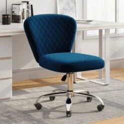 Corvus Velvet Armless Adjustable Swivel Home Office Chair - Grey -Felloweis Store 02935587 2701 47f1 b602 df2c8cc14dff
