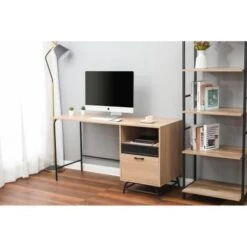 Light Oak Finish Computer Table Home Office Desk - 29.25" H X 55.25" W X 21.75" D - Oak -Felloweis Store 032b5c7a c31e 45c8 8d47 cbc2888b2e69