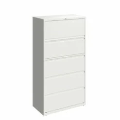 Hirsh 36-in Wide HL10000 Series 5 Drawer Lateral File Cabinet With Posting Shelf And Roll-Out Binder Storage, White - Legal - White