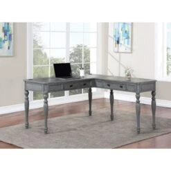 Country Meadows L-Shaped Desk - Plantation Grey
