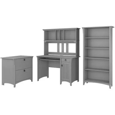 Bush Salinas Mission Desk With Hutch Office Suite In Cape Cod Gray - Driftwood Gray 3 Bush Salinas Mission Desk With Hutch Office Suite In Cape Cod Gray - Driftwood Gray - Image 3