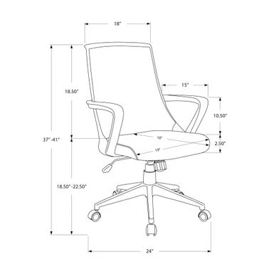 Office Chair/ Adjustable Height/ Swivel/ Ergonomic/ Armrests/ Computer Desk/ Work/ Metal/ Mesh/ Black/ Contemporary/ Modern 4 Office Chair/ Adjustable Height/ Swivel/ Ergonomic/ Armrests/ Computer Desk/ Work/ Metal/ Mesh/ Black/ Contemporary/ Modern - Image 4