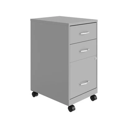 Space Solutions 18" Deep 3 Drawer Mobile Metal Cabinet, Arctic Silver - Silver - Letter 3 Space Solutions 18" Deep 3 Drawer Mobile Metal Cabinet, Arctic Silver - Silver - Letter - Image 3