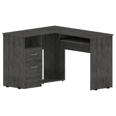 FM Furniture Raleigh L-Shaped Desk With Two Drawers, One Shelf And CPU Storage - Brown 2 FM Furniture Raleigh L-Shaped Desk With Two Drawers, One Shelf And CPU Storage - Brown - Image 2