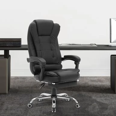 Porthos Home Jett Executive Office Chair, Reclining Backrest, Retractable Footrest - Brown 2 Porthos Home Jett Executive Office Chair, Reclining Backrest, Retractable Footrest - Brown - Image 2