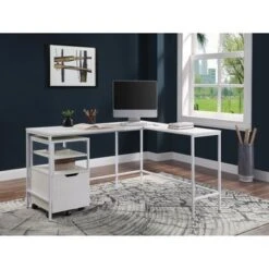 Contempo L-shaped Steel Desk - Brown -Felloweis Store 0914b376 e507 48da 8873 1fbff5ddb940