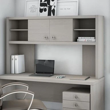 Echo 60W Hutch From Office By Kathy Ireland - Pure White/Modern Gray 16 Echo 60W Hutch From Office By Kathy Ireland - Pure White/Modern Gray - Image 16