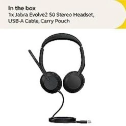 Jabra Evolve2 50 Wired Stereo Headset AirComfort Technology, Noise-Cancelling Mics & Active Noise Cancellation - MS Teams Certified, Works With All Other Platforms - Black -Felloweis Store 0ace97d1 e012 41b0 9139 076120746784