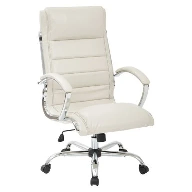 Executive Office Chair With Padded Arms In Faux Leather - White 2 Executive Office Chair With Padded Arms In Faux Leather - White - Image 2