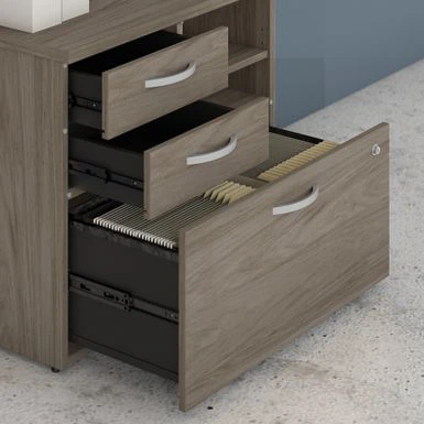 Hybrid Office Storage Cabinet With Drawers By Bush Business Furniture - Black Walnut 13 Hybrid Office Storage Cabinet With Drawers By Bush Business Furniture - Black Walnut - Image 13