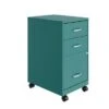 Space Solutions 18" Deep 3 Drawer Mobile Organizer Metal Cabinet, Teal - Green - Letter