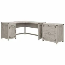 Cottage Grove 60W L Shaped Desk With File Cabinet By Bush Furniture - Cottage White -Felloweis Store 0dc8d560 6d10 4871 9b6d 9d94cca0c13f