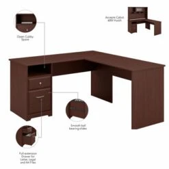 Cabot 60W L Shaped Computer Desk With Hutch By Bush Furniture - Ash Gray -Felloweis Store 0deeea11 b2ca 4985 a38f 331990abd55a