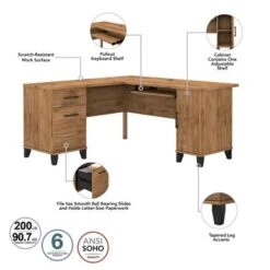 Somerset 60W L Shaped Desk With Hutch - Hansen Cherry -Felloweis Store 0e2213f1 78bc 432d acc6 6e10120a818c