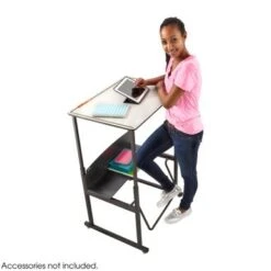 Safco Alphabetter 28" X 20" Premium Top Adjustable Height Stand Up Student Desk With Book Box And Swinging Footrest Bar - White -Felloweis Store 0f13f4ae 791d 480e 8138 67e4fe02ed7d