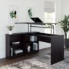 52W 3-position Sit To Stand Corner Bookshelf Desk - Espresso Oak