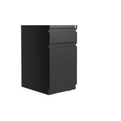Hirsh 20-inch Deep Mobile Pedestal File 2-Drawer Box-Backpack With Full Width Pull, Black - Black - Letter
