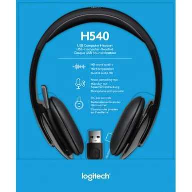 Logitech - H540 Wired On-Ear Headset - Black 3 Logitech - H540 Wired On-Ear Headset - Black - Image 3