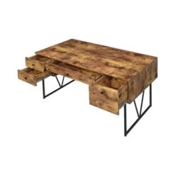 4-Drawer Writing Desk Antique Nutmeg And Black - Antique Nutmeg And Black