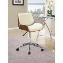 Adjustable Height Office Chair Ecru And Chrome