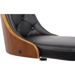 Diamond Mid-Century Office Chair In Chrome Finish With Tufted Black Faux Leather And Walnut Veneer Back -Felloweis Store 1268700c 6f8b 4d1e 8673 9a774f79f1dd