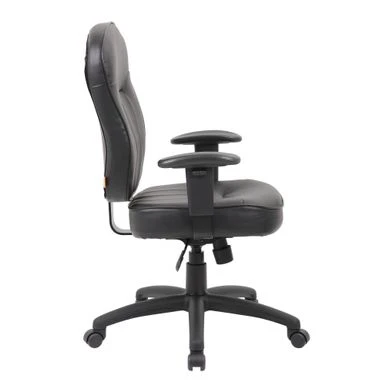 Boss Black Leather Task Chair W/ Adjustable Arms - Black 5 Boss Black Leather Task Chair W/ Adjustable Arms - Black - Image 5