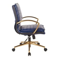 Ave Six Mid-Back Faux Leather Office Chair With Gold Finish Base - CREAM -Felloweis Store 12991a4c cf97 4933 95bf aff81f87438f