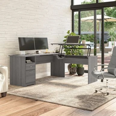 72W 3-position L-shaped Sit To Stand Desk By Bush Furniture - Modern Gray 1 72W 3-position L-shaped Sit To Stand Desk By Bush Furniture - Modern Gray