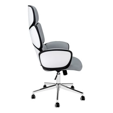 Office Chair/ Adjustable Height/ Swivel/ Ergonomic/ Armrests/ Computer Desk/ Work/ Metal/ Pu Leather Look/ White/ Grey/ Chrome/ Contemporary/ Modern 5 Office Chair/ Adjustable Height/ Swivel/ Ergonomic/ Armrests/ Computer Desk/ Work/ Metal/ Pu Leather Look/ White/ Grey/ Chrome/ Contemporary/ Modern - Image 5