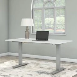 Somerset 60W Electric Height Adjustable Desk By Bush Furniture - Mocha Cherry/Cool Gray Metallic -Felloweis Store 147d0be9 0ec4 49de 87d3 05ec131c2d88