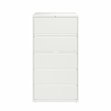 Hirsh 36-in Wide HL10000 Series 5 Drawer Lateral File Cabinet With Posting Shelf And Roll-Out Binder Storage, White - Legal - White 2 Hirsh 36-in Wide HL10000 Series 5 Drawer Lateral File Cabinet With Posting Shelf And Roll-Out Binder Storage, White - Legal - White - Image 2