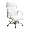 Executive Office Chair With Padded Arms In Faux Leather - White