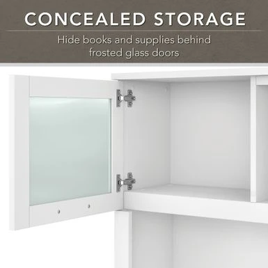 Somerset 60W L Shaped Desk With Hutch And 5 Shelf Bookcase In Ash Gray - Platinum Gray 12 Somerset 60W L Shaped Desk With Hutch And 5 Shelf Bookcase In Ash Gray - Platinum Gray - Image 12