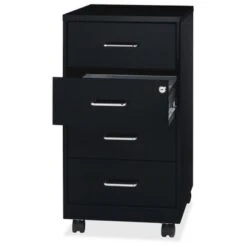 LYS 26-1/2" Mobile Storage Cabinet - 4-Drawer, Black - Black - Letter