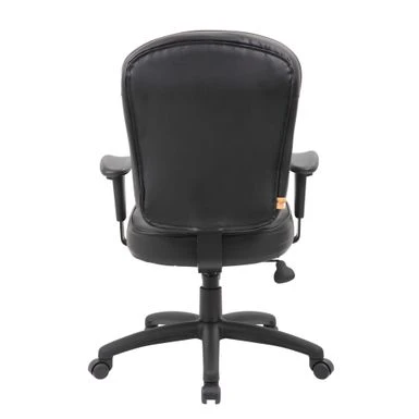 Boss Black Leather Task Chair W/ Adjustable Arms - Black 4 Boss Black Leather Task Chair W/ Adjustable Arms - Black - Image 4