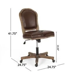 Scilley Upholstered Swivel Office Chair By Christopher Knight Home - Dark Brown + Natural -Felloweis Store 1b2217c4 c8bc 4615 836e 1f5116e12e17