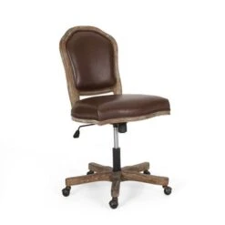 Scilley Upholstered Swivel Office Chair By Christopher Knight Home - Dark Brown + Natural -Felloweis Store 1b7fc6c0 f6ee 404e b5ed 5bc89bdce422