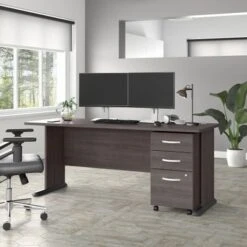 Studio A 72W Computer Desk With Drawers By Bush Business Furniture - Storm Gray