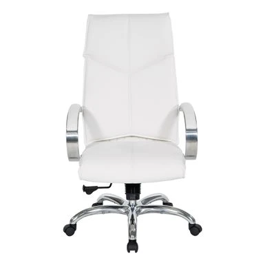 Deluxe High Back Executive Chair With Polished Aluminum Base And Padded Arms - White 9 Deluxe High Back Executive Chair With Polished Aluminum Base And Padded Arms - White - Image 9