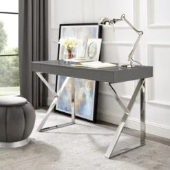 Silver Orchid Serra High Gloss Modern Desk - Black-Gold -Felloweis Store 1ebe6487 5ca3 4794 be09 bc01ff5b6872