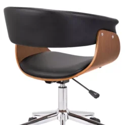 Bellevue Mid-Century Office Chair In Chrome Finish With Black Faux Leather And Walnut Veneer 12 Bellevue Mid-Century Office Chair In Chrome Finish With Black Faux Leather And Walnut Veneer -Felloweis Store 1f099834 d8b0 4247 9315 4e3bebaec298