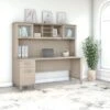 Bush Furniture Somerset 72W Office Desk With Hutch In Ash Gray - Sand Oak