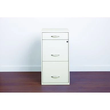 Space Solutions 18" Deep 3 -drawer Organizer File Cabinet, Off-White - Off-White 4 Space Solutions 18" Deep 3 -drawer Organizer File Cabinet, Off-White - Off-White - Image 4